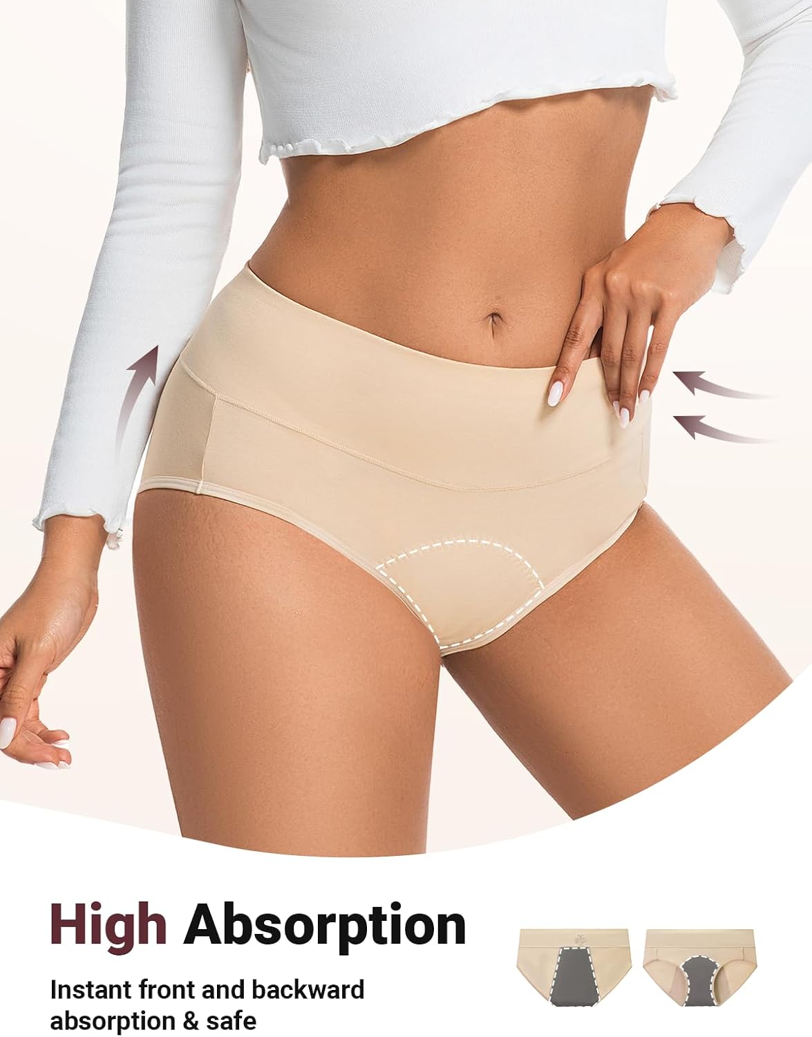 Ultimate Comfort: Leakproof Hi-Waist Cotton Underwear for Women - Quick-Dry Postpartum Incontinence Solution