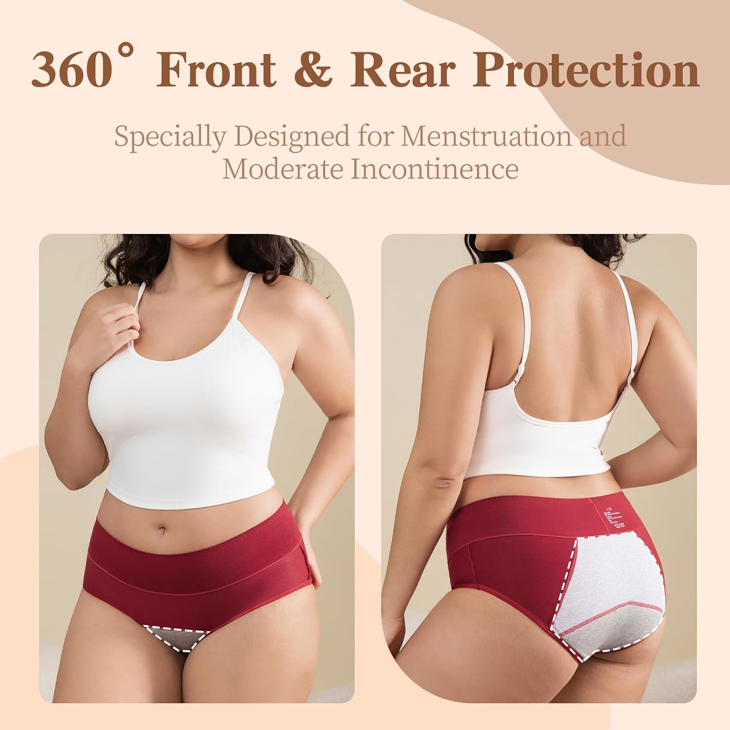 Women'S Period Washable Urinary Incontinence Cotton Brief Underwear Menstrual Panties with Leakproof
