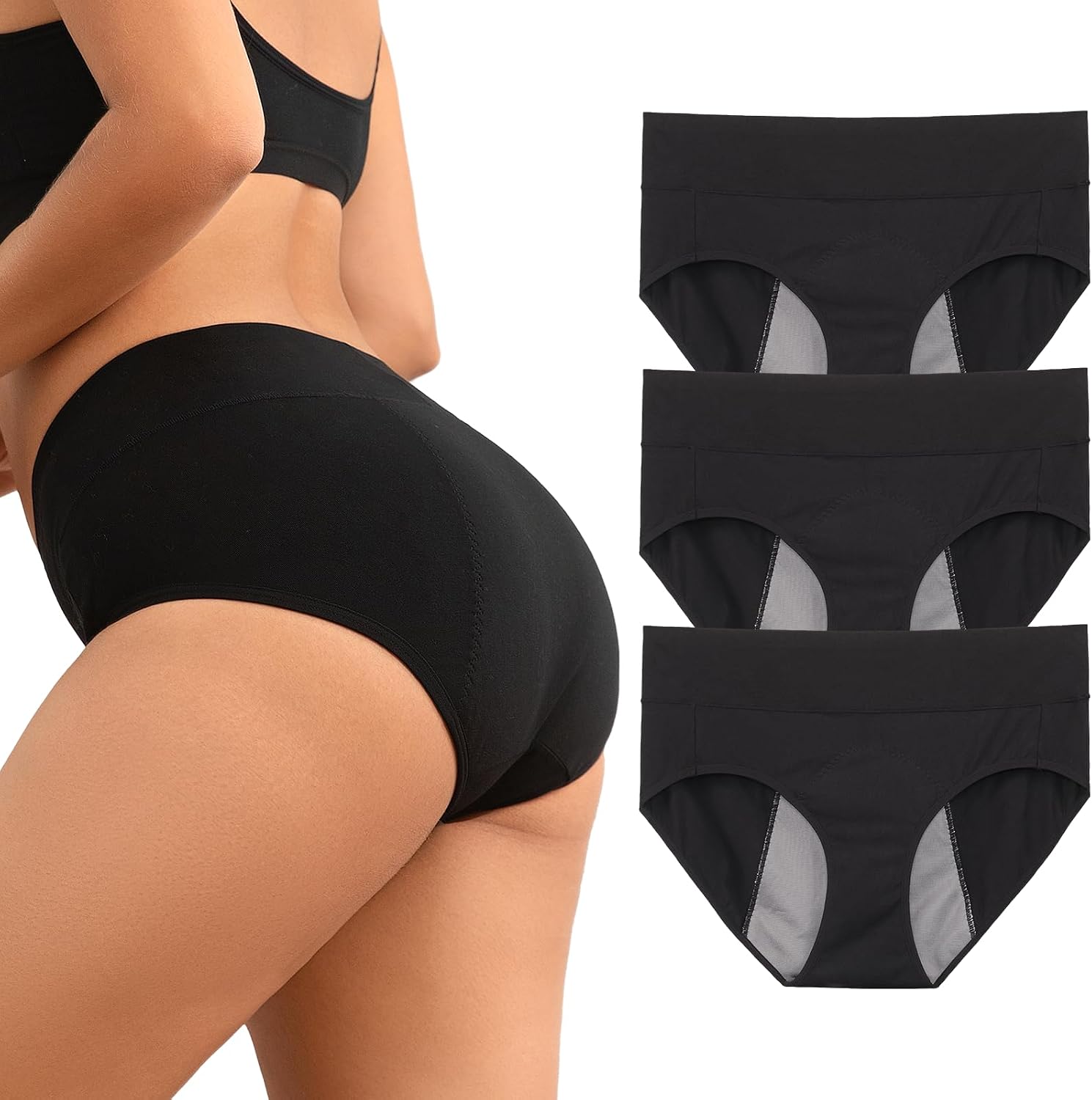 Comfort and Confidence: Loswie Women's Incontinence Underwear - Quick Dry, Leakproof, High-Waisted Cotton Panties for Postpartum Care