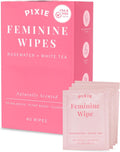Pixie Feminine Wipes – Naturally Scented Rosewater + White Tea – Flushable, Biodegradable & Ph Balanced – Individually Wrapped Wipes for On-The-Go – Cleaner for Menstrual Cups & Discs (2 Packs of 20)