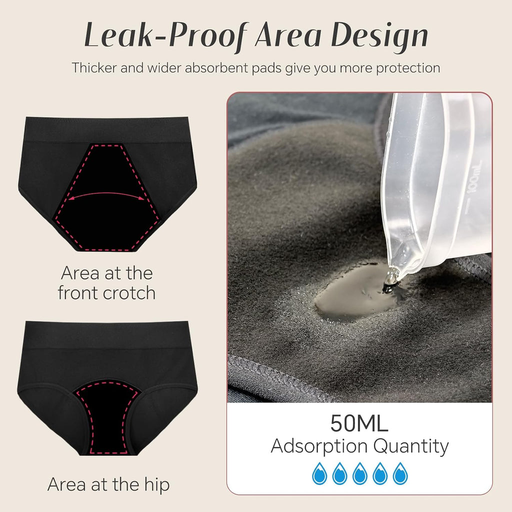 Incontinence Underwear for Women, Cotton Leakproof Period Panties
