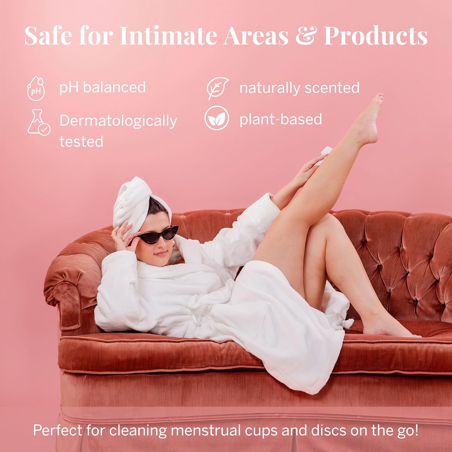 Pixie Feminine Wipes – Naturally Scented Rosewater + White Tea – Flushable, Biodegradable & Ph Balanced – Individually Wrapped Wipes for On-The-Go – Cleaner for Menstrual Cups & Discs (2 Packs of 20)