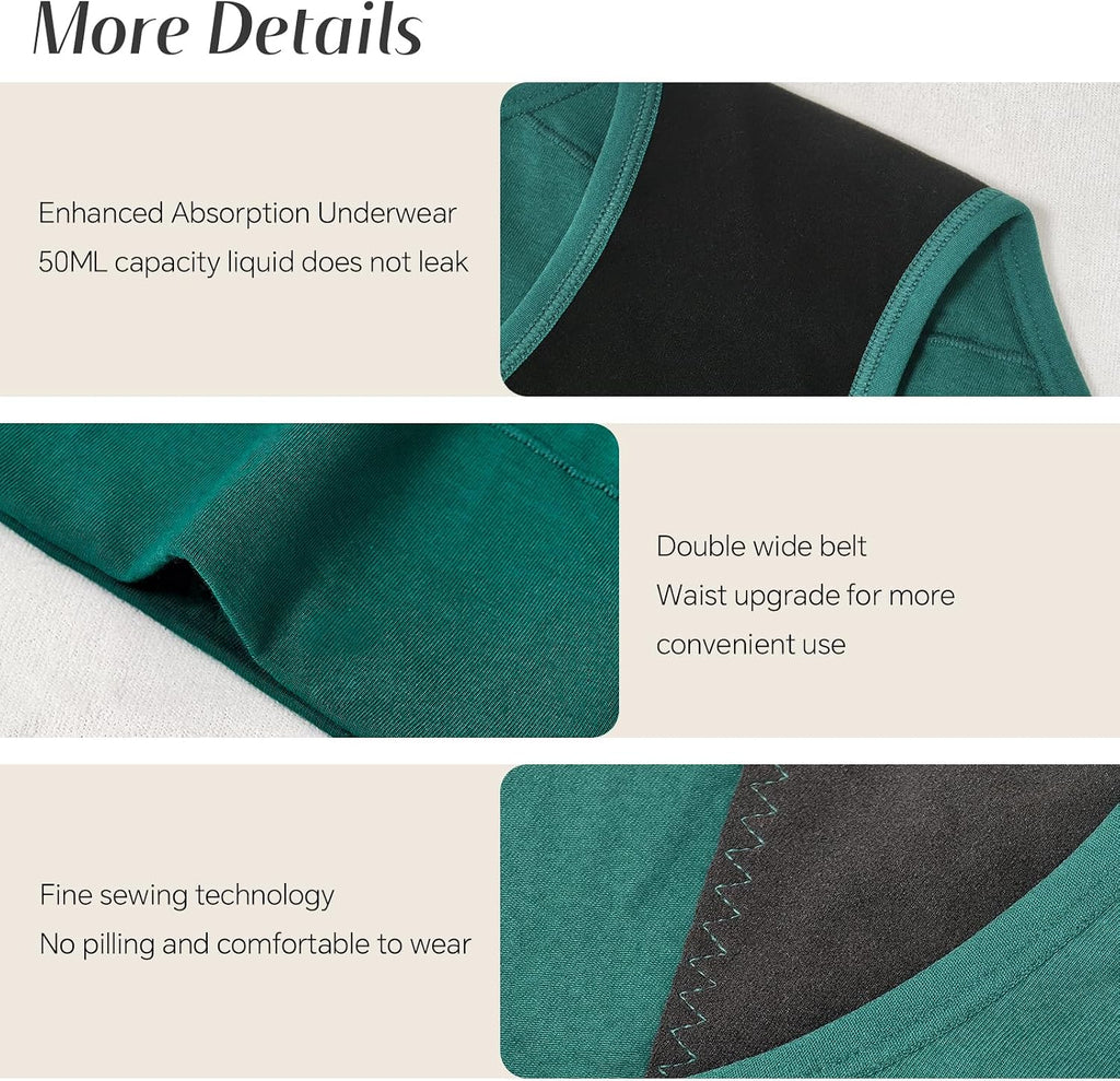 Incontinence Underwear for Women, Cotton Leakproof Period Panties