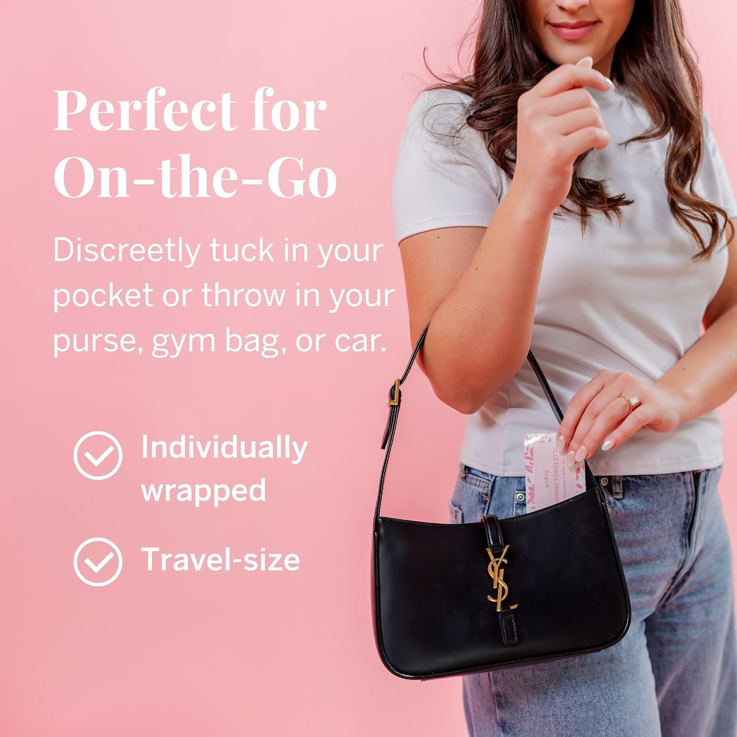 Pixie Feminine Wipes – Naturally Scented Rosewater + White Tea – Flushable, Biodegradable & Ph Balanced – Individually Wrapped Wipes for On-The-Go – Cleaner for Menstrual Cups & Discs (2 Packs of 20)